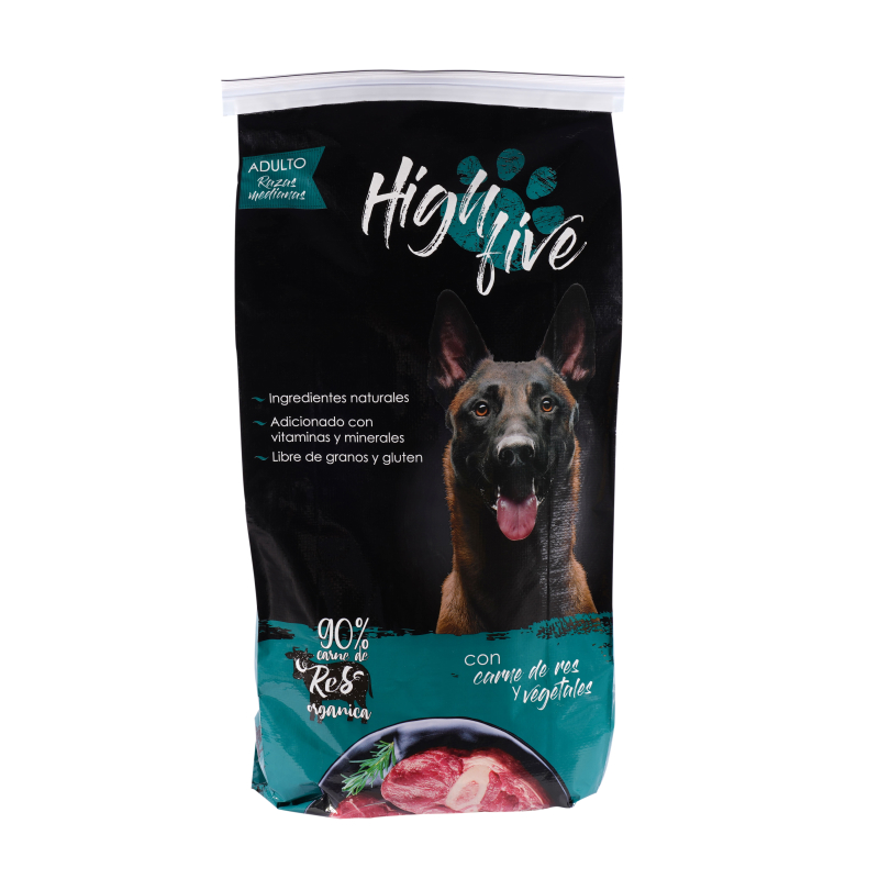 pet food bag with grip and rip seal