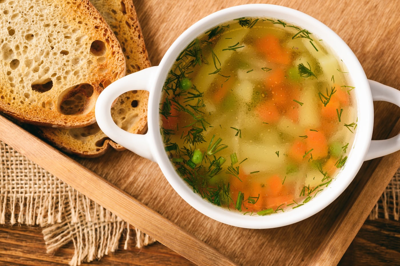 chicken soup made from dried soup packaging