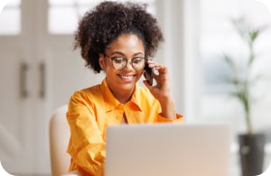 image of a woman talking on the phone