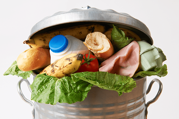food waste in a trash can