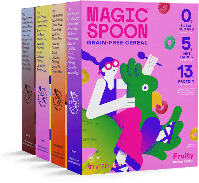 cereal packaging design trends - magic spoon example