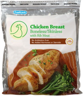 flexible chicken package with reclosable zipper